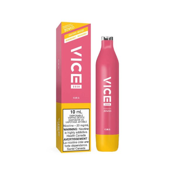 Vice 5500 Rechargeable Disposable Vape - OMG - Sleek design, up to 5500 puffs, 1000mAh battery, 10ml/20mg e-liquid capacity, USB-C rechargeable, mesh coil - Vape Cave