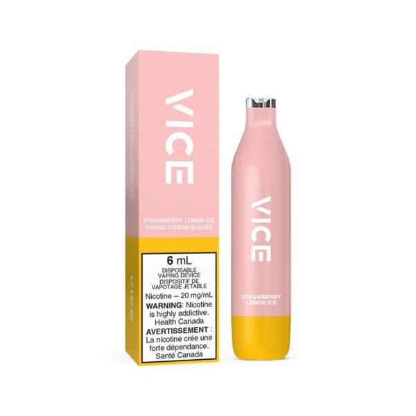 Strawberry Lemonade Ice - Vice 2500 Disposable Vape - Convenient and Flavorful, 2500 puffs, 6mL/20mg - Vape Cave