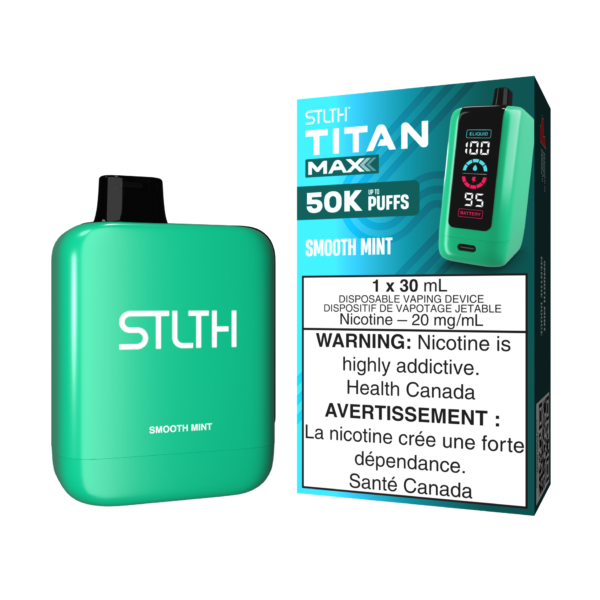 Stlth Titan Max Smooth Mint, refreshing and cool mint flavor with quad coil technology.