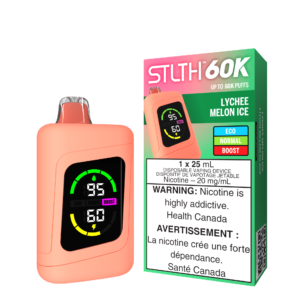 STLTH 60K Lychee Melon Ice disposable vape - 60,000 puffs, 25mL, Dual Coil, 20mg/mL nicotine salt