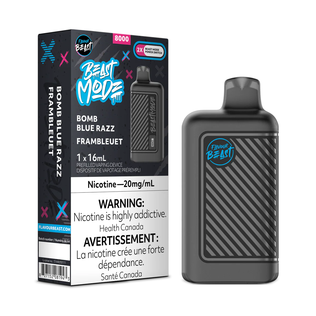 Flavour Beast Beast Mode 8K Bomb Blue Razz disposable vape - puffs, e-liquid, nicotine